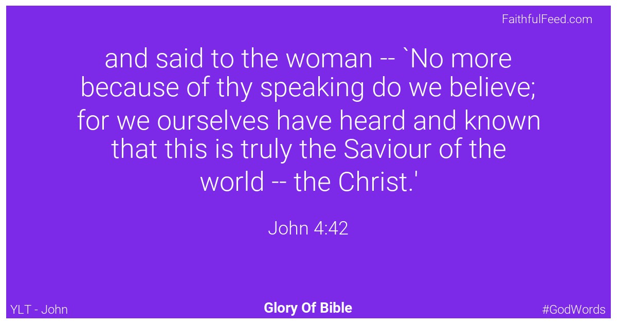 John 4:42 - Ylt