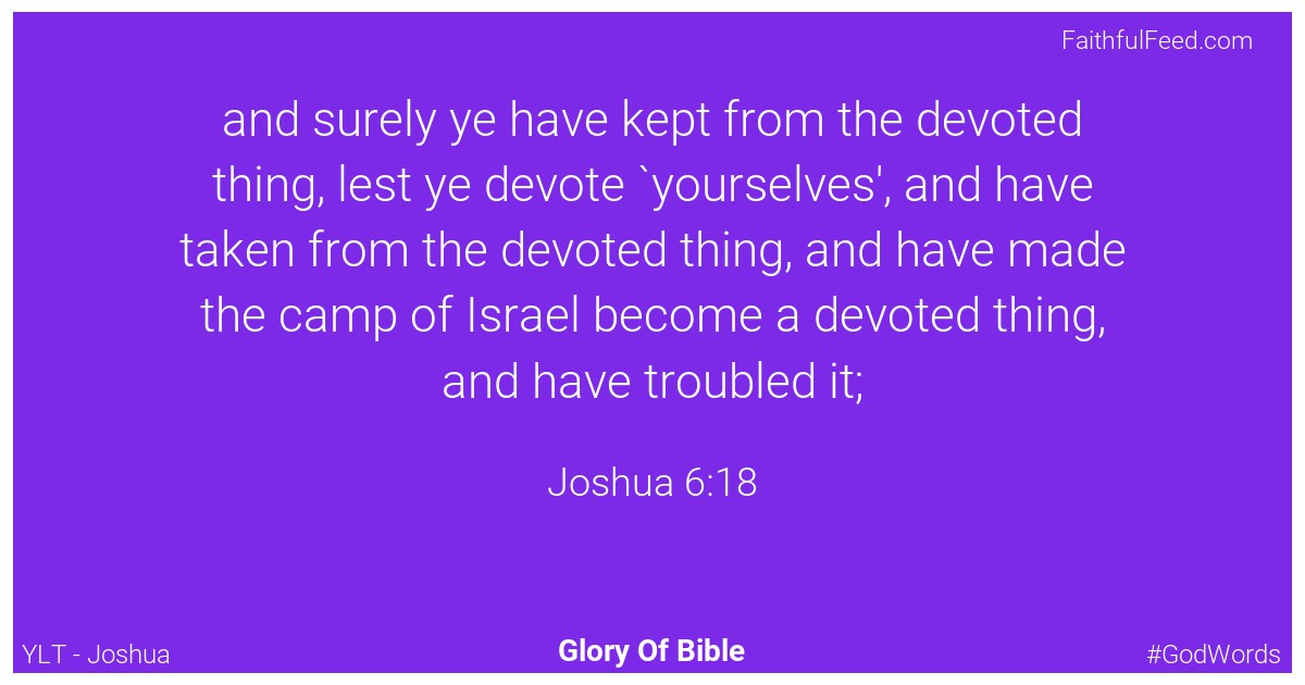 Joshua 6:18 - Ylt