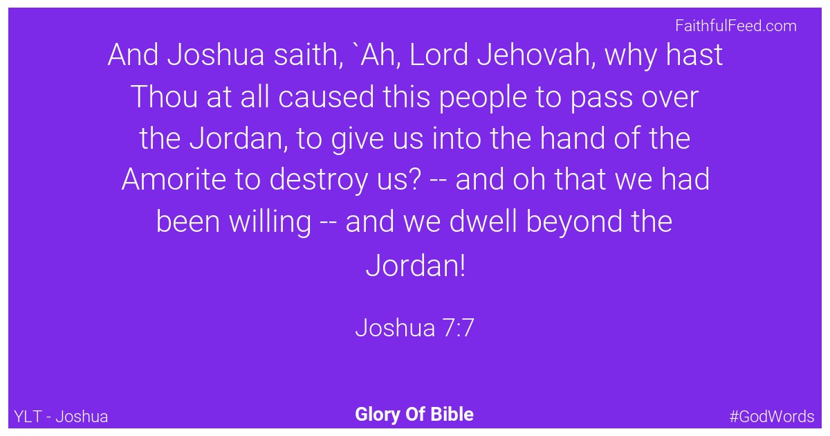 Joshua 7:7 - Ylt