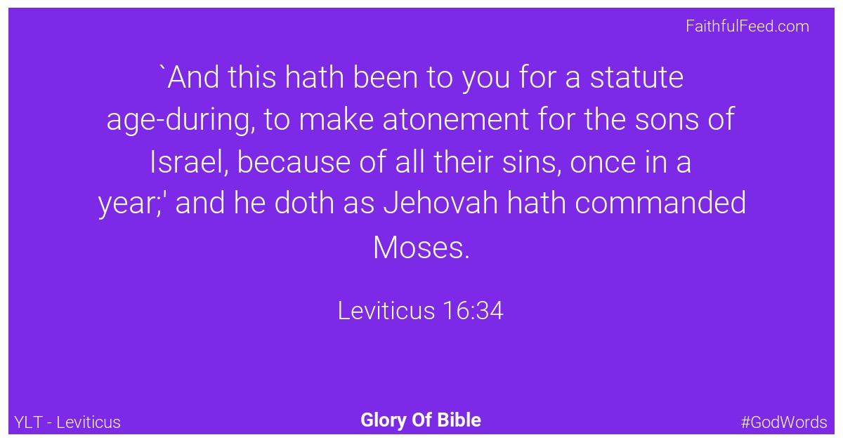 Leviticus 16:34 - Ylt