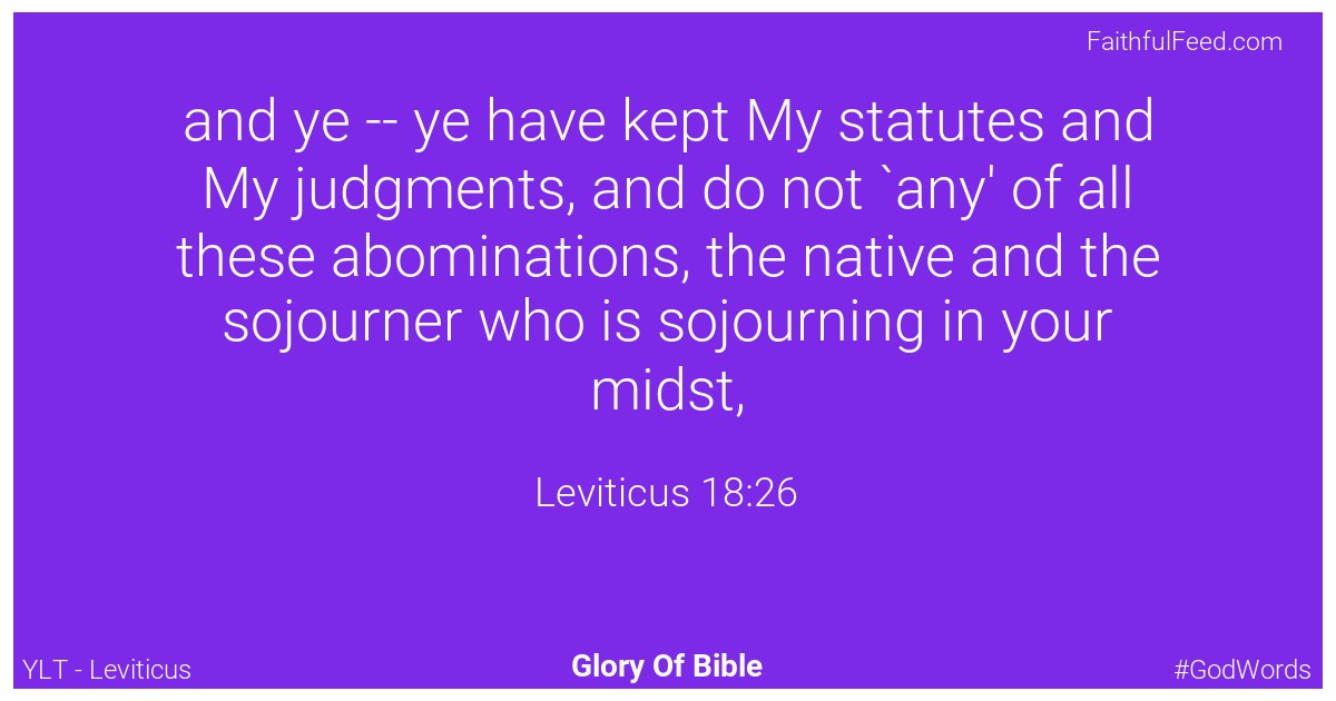 Leviticus 18:26 - Ylt