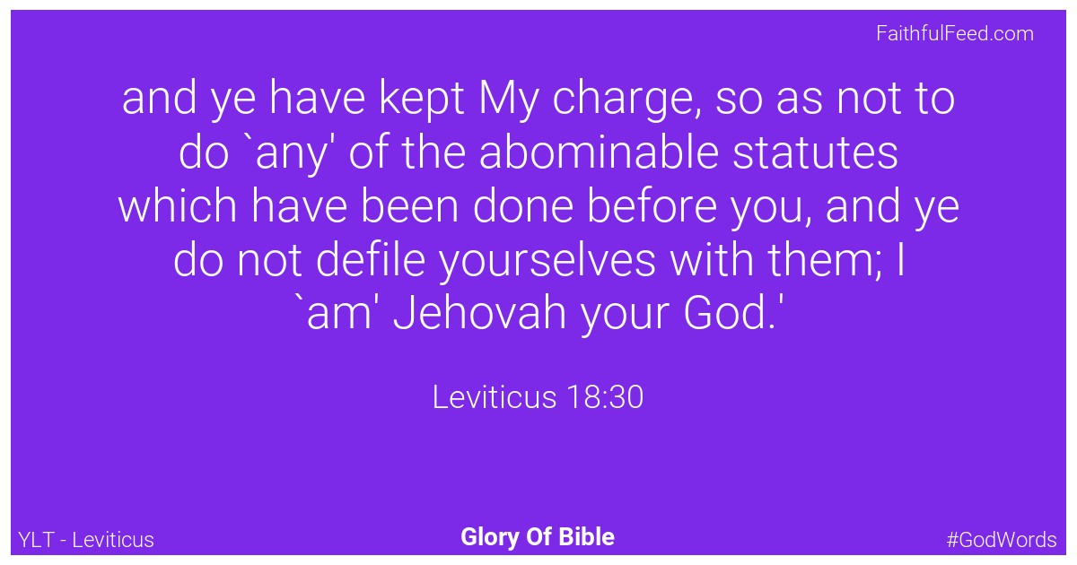 Leviticus 18:30 - Ylt