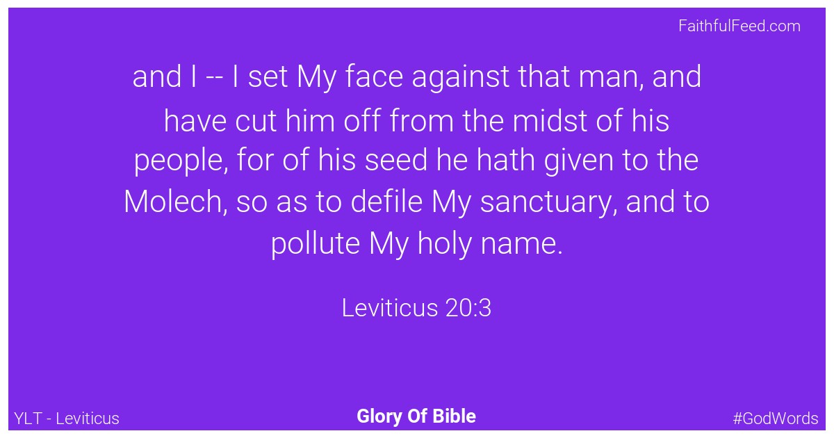 Leviticus 20:3 - Ylt