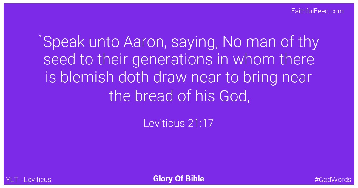 Leviticus 21:17 - Ylt