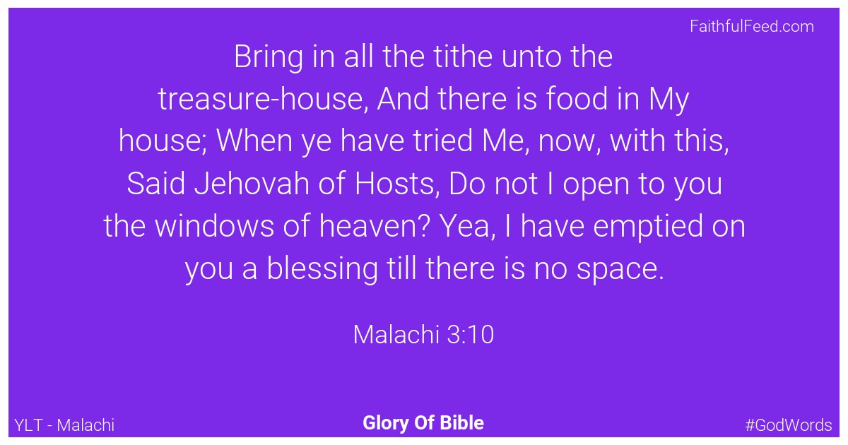 Malachi 3:10 - Ylt