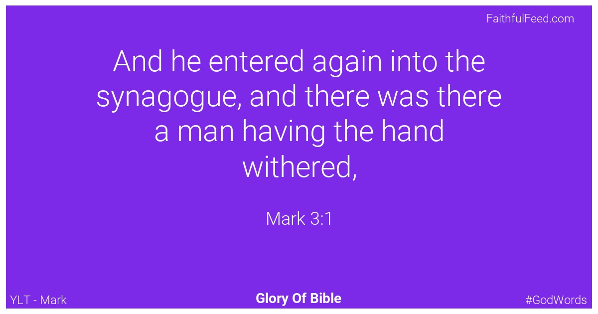Mark 3:1 - Ylt