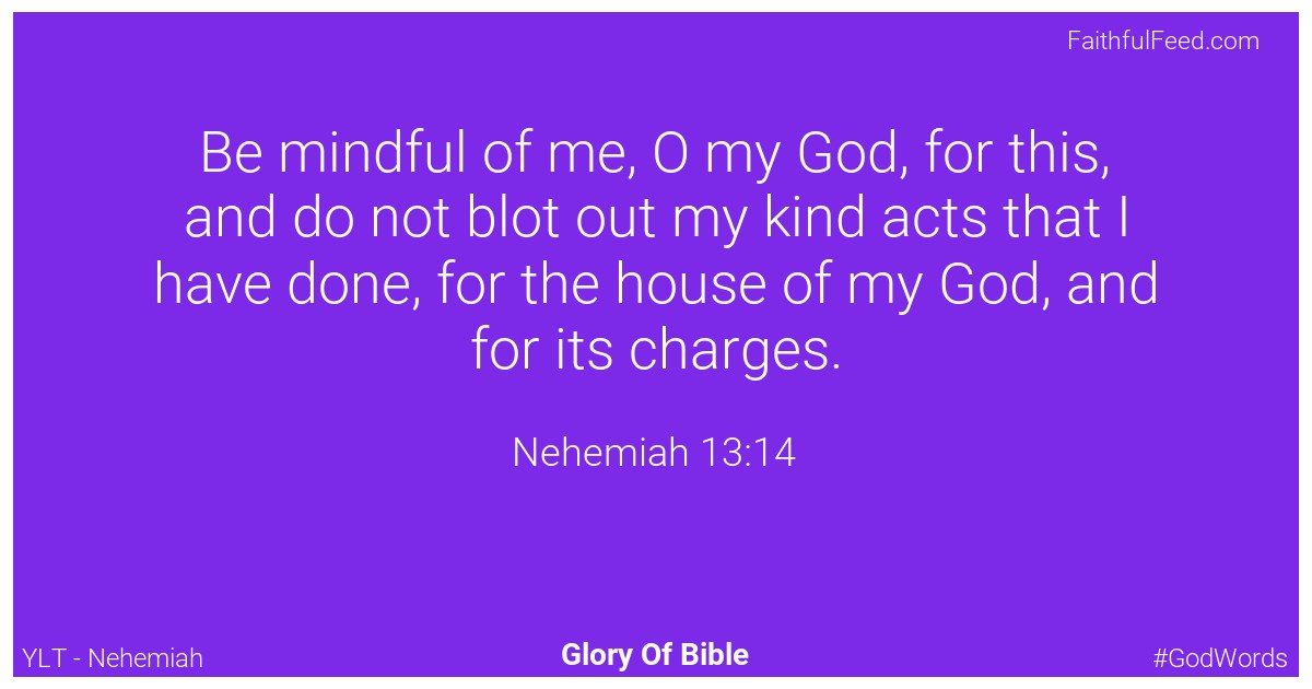 Nehemiah 13:14 - Ylt