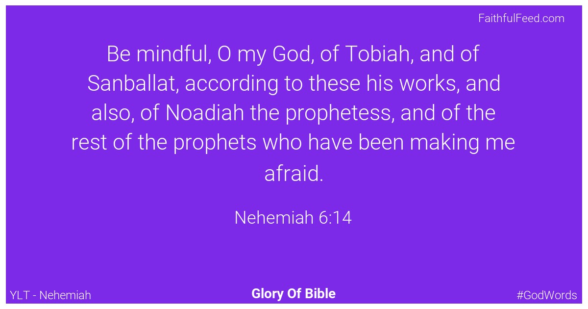 Nehemiah 6:14 - Ylt