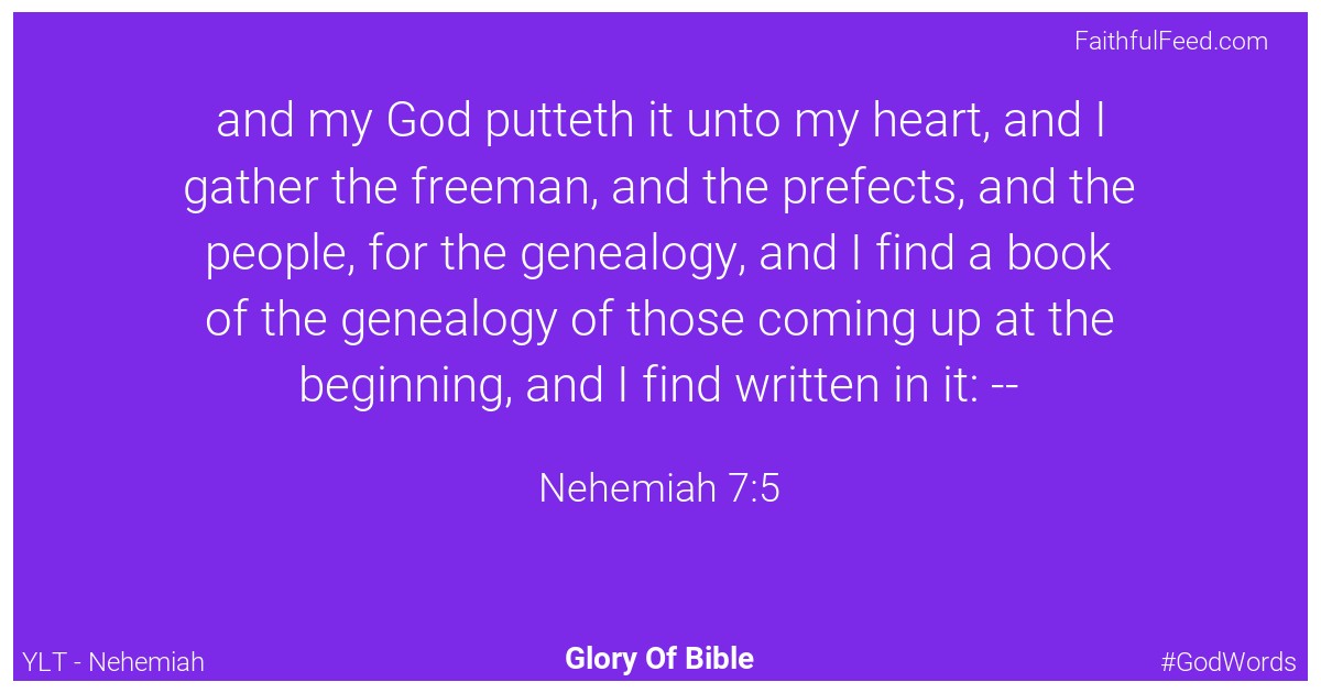 Nehemiah 7:5 - Ylt