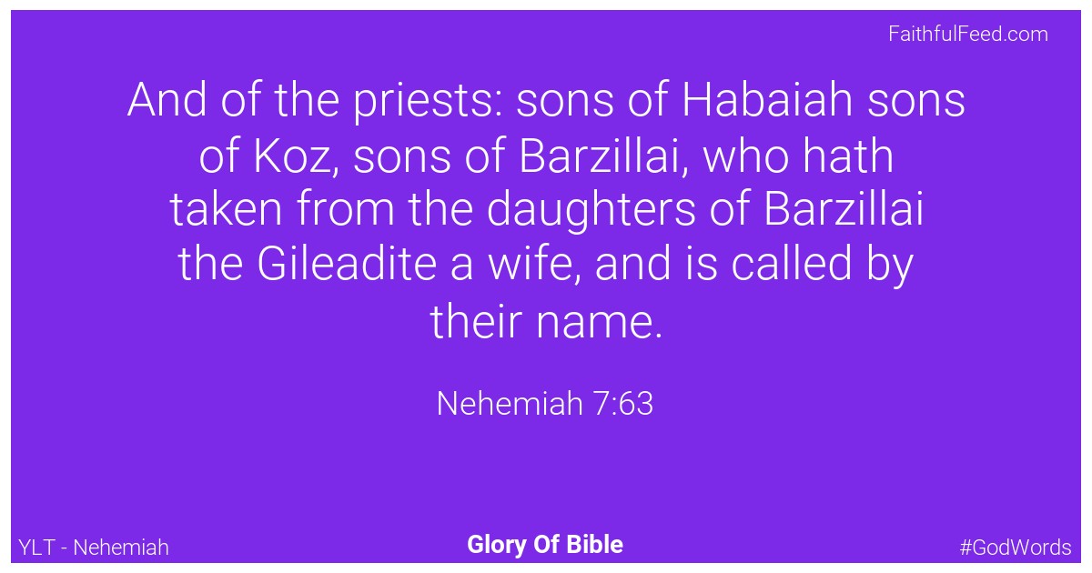 Nehemiah 7:63 - Ylt