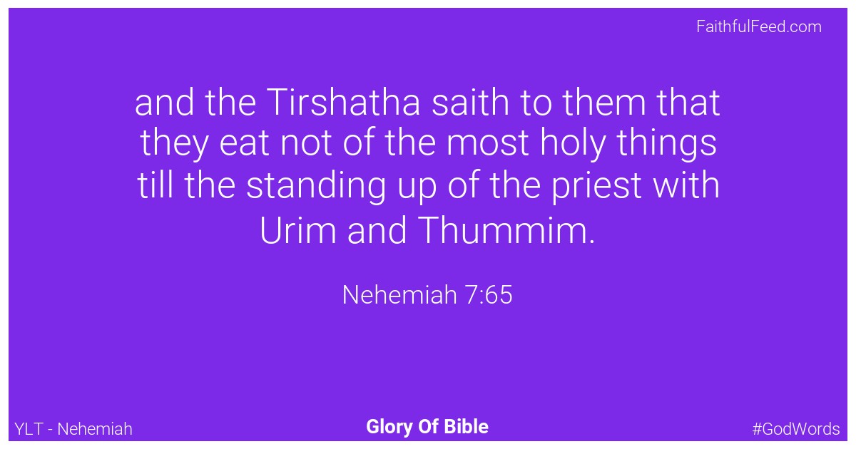 Nehemiah 7:65 - Ylt