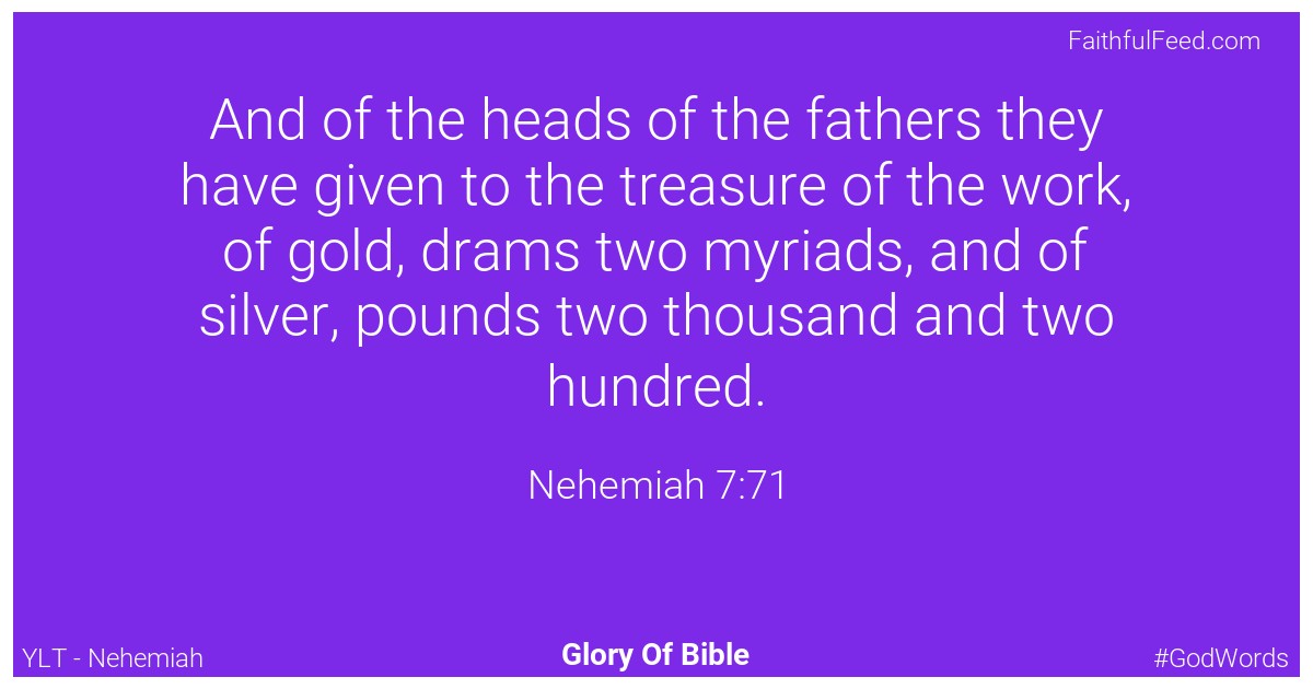 Nehemiah 7:71 - Ylt