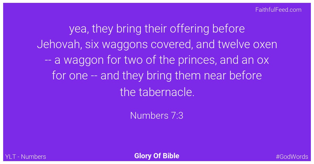 Numbers 7:3 - Ylt