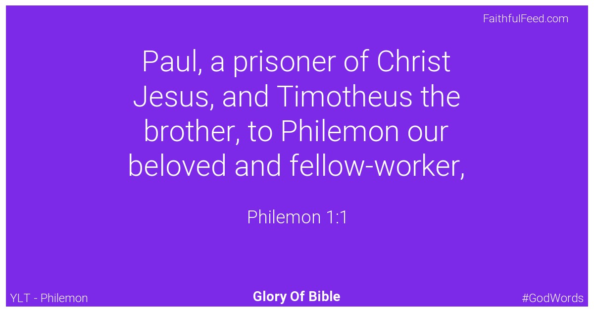 The Bible Verses from Philemon Chapter 1 - Ylt