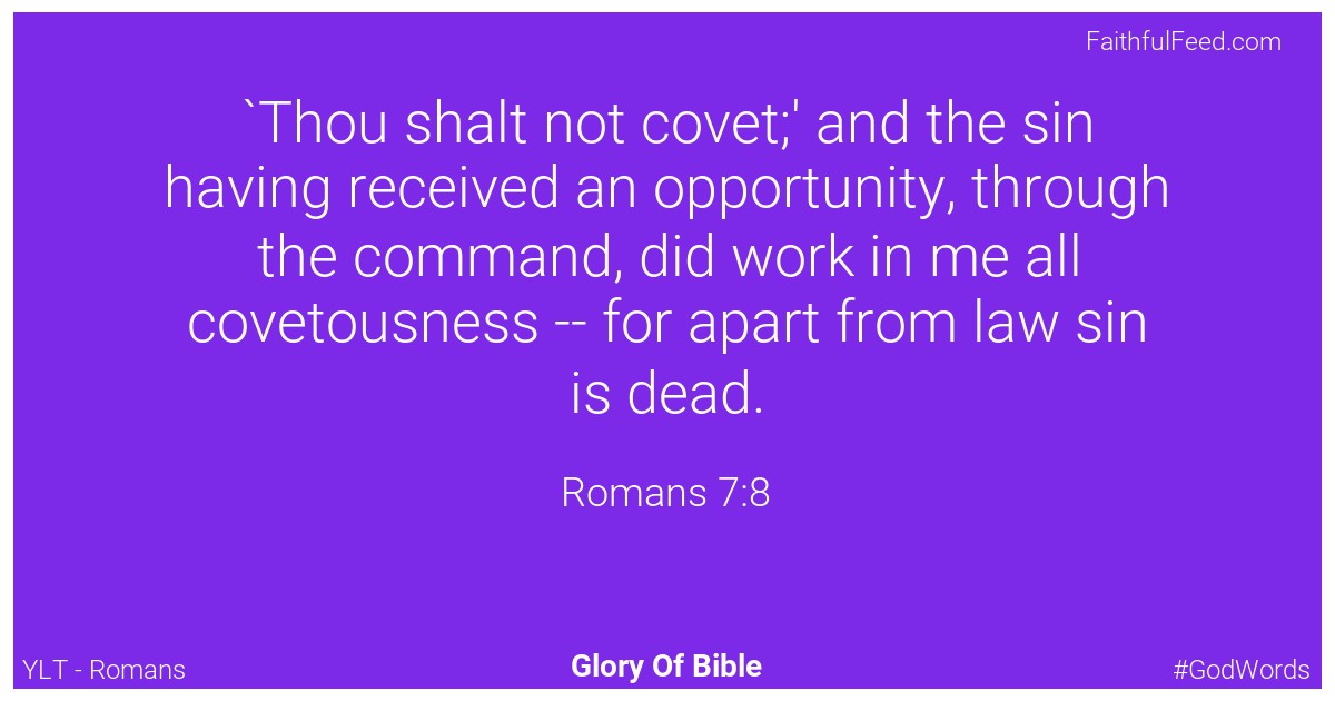 Romans 7:8 - Ylt