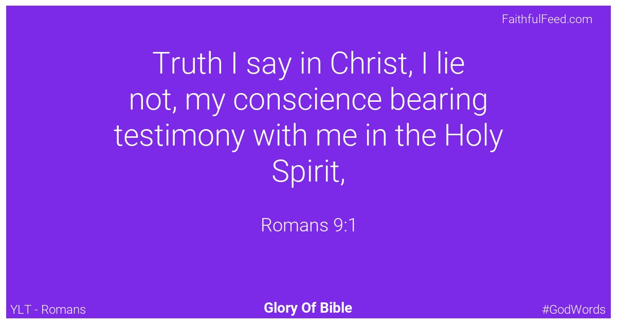 Romans 9:1 - Ylt