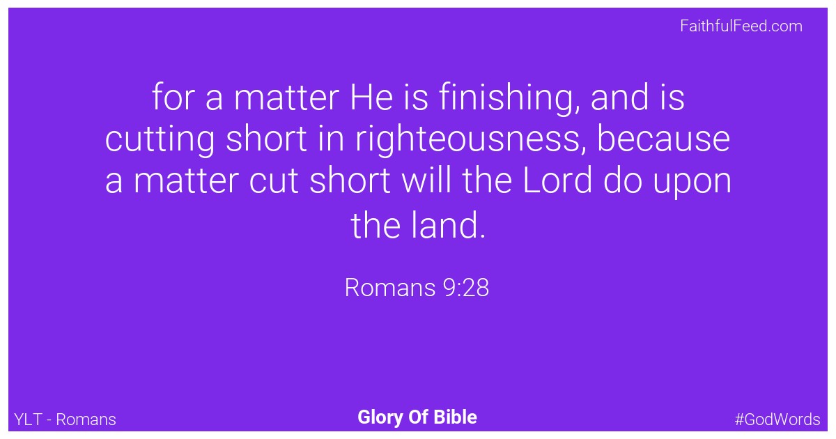 Romans 9:28 - Ylt