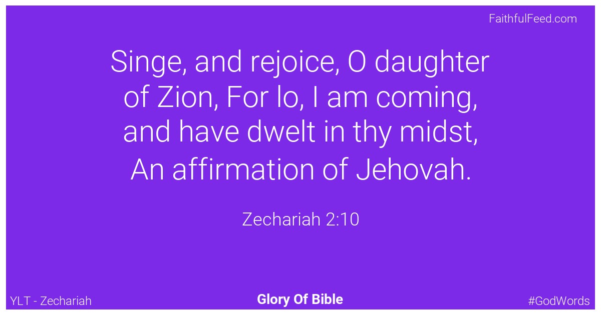 Zechariah 2:10 - Ylt