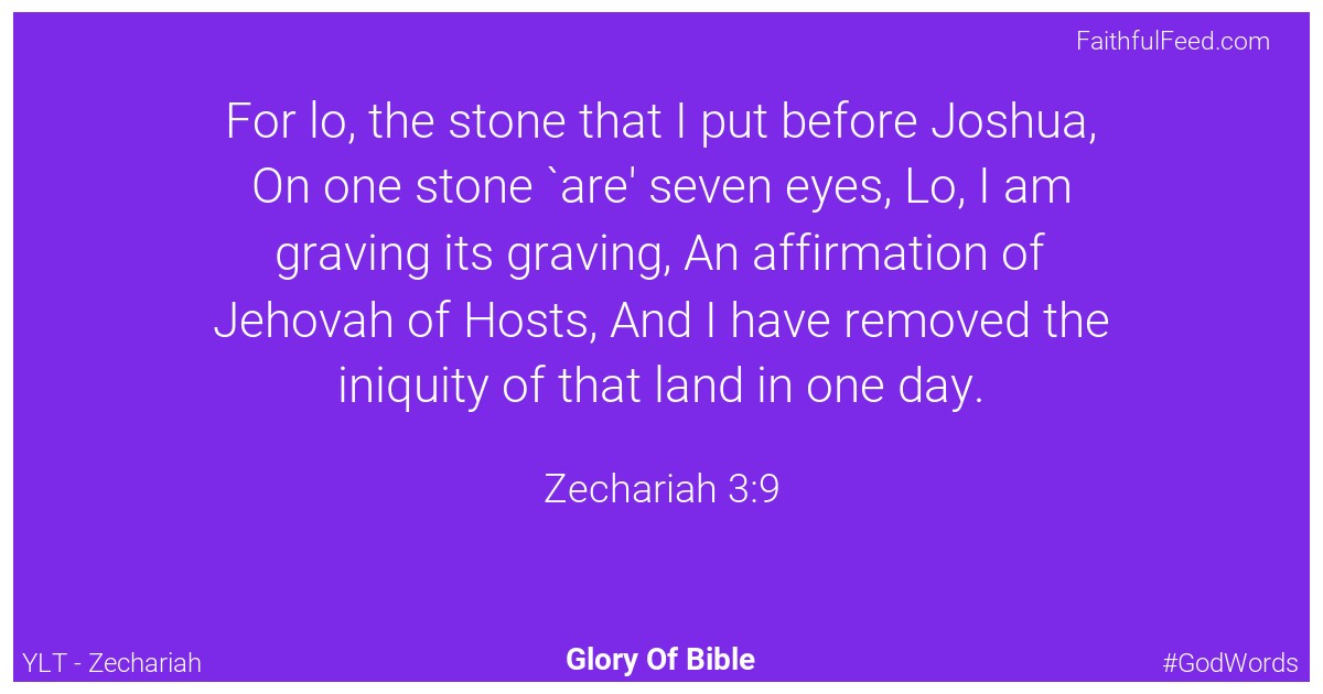 Zechariah 3:9 - Ylt