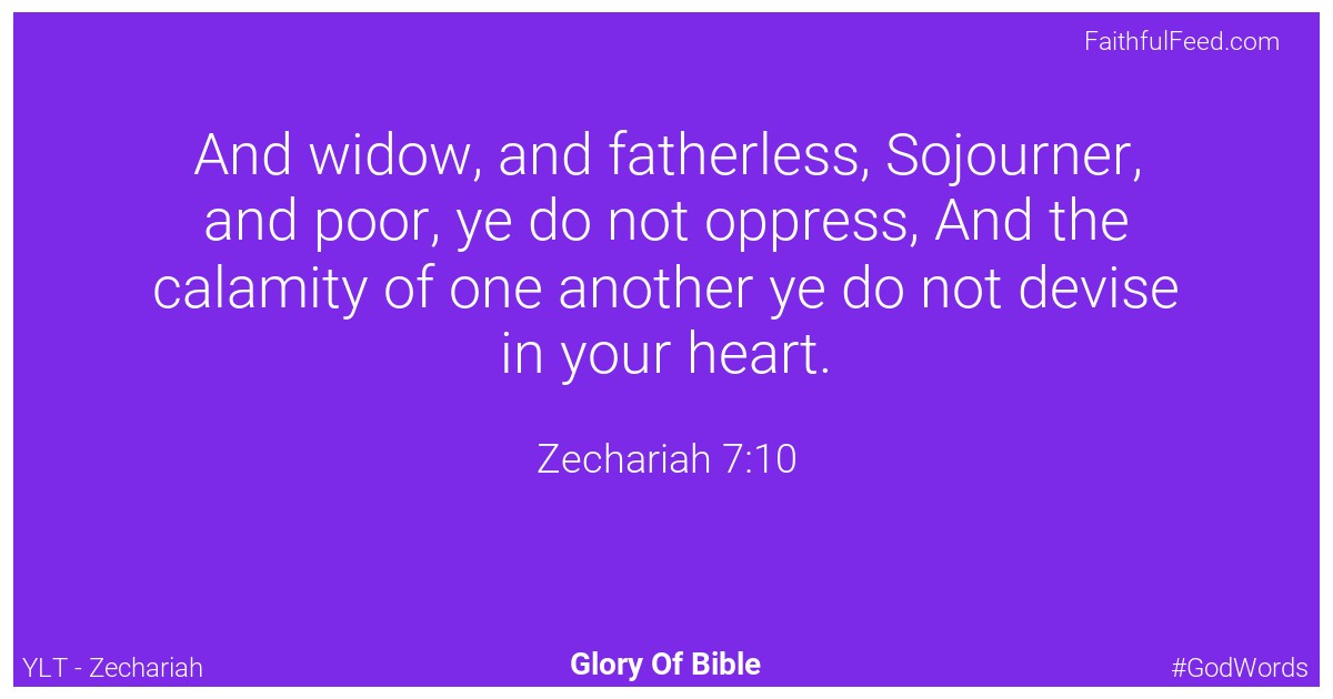 Zechariah 7:10 - Ylt