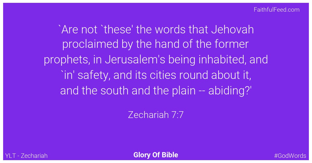 Zechariah 7:7 - Ylt